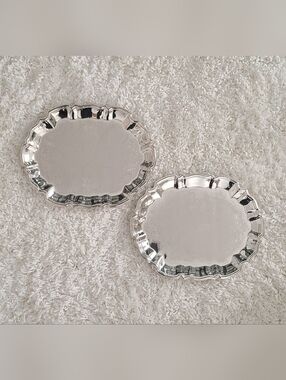 Set of 2 Vintage Silver Plate Chippendale Trays